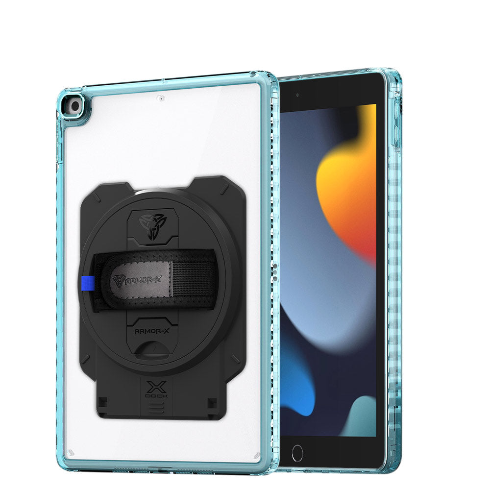 ARMOR-X iPad 10.2 (7th & 8th & 9th Gen.) 2019 / 2020 / 2021 transparent protective rugged case with X-DOCK modular eco-system.