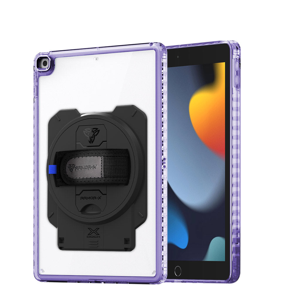 ARMOR-X iPad 10.2 (7th & 8th & 9th Gen.) 2019 / 2020 / 2021 transparent protective rugged case with X-DOCK modular eco-system.