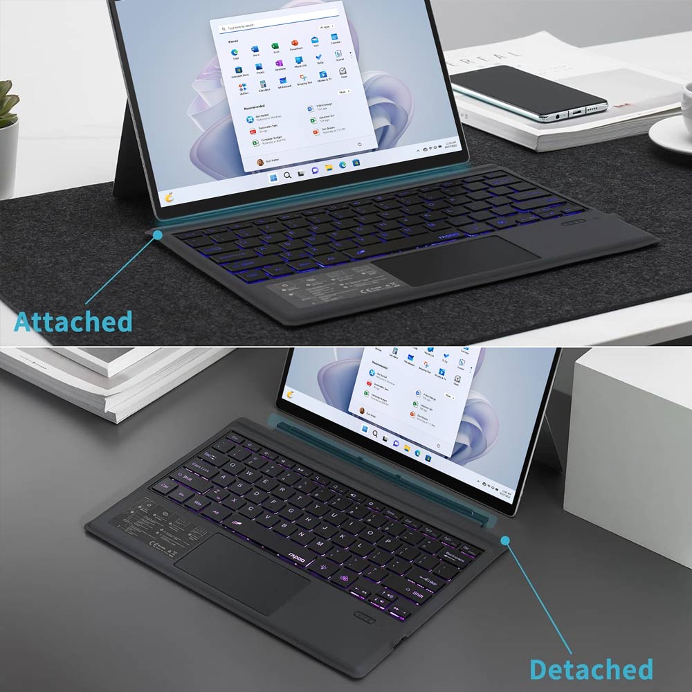ARMOR-X wireless bluetooth backlit keyboard with touchpad.