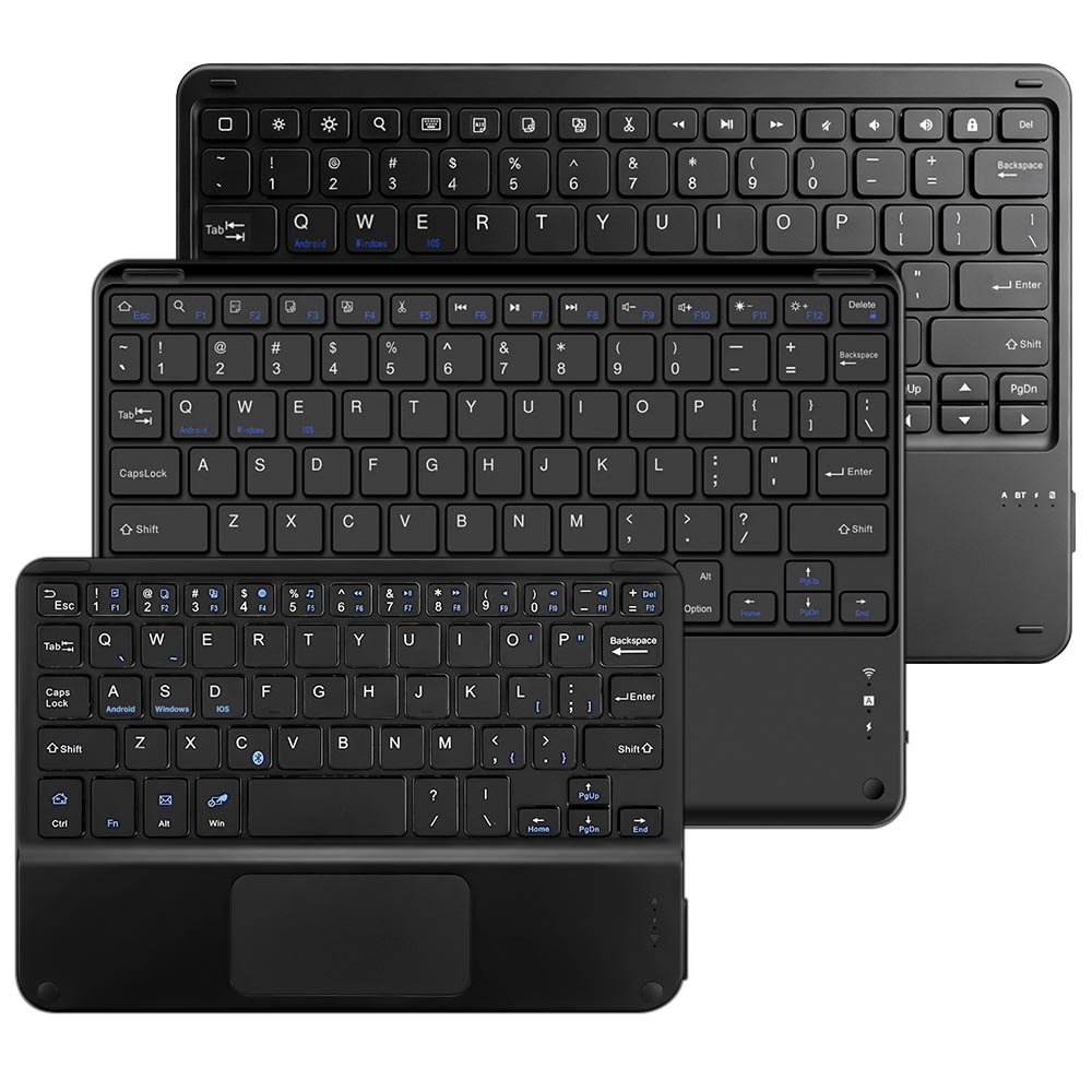 ARMOR-X Portable Wireless Bluetooth Keyboard with Touchpad. Designed for seamless connectivity, this wireless Bluetooth keyboard works effortlessly with macOS, iOS, Android, and Windows systems. Perfect for laptops, tablets, and smartphones, it’s your all-in-one typing solution across multiple devices.