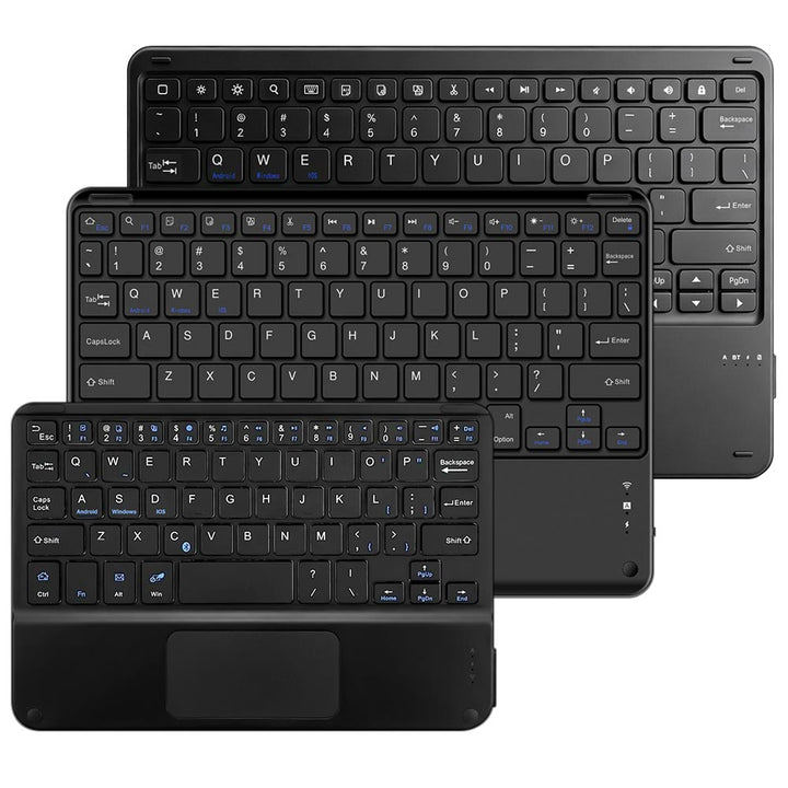 ARMOR-X Portable Wireless Bluetooth Keyboard with Touchpad. Designed for seamless connectivity, this wireless Bluetooth keyboard works effortlessly with macOS, iOS, Android, and Windows systems. Perfect for laptops, tablets, and smartphones, it’s your all-in-one typing solution across multiple devices.