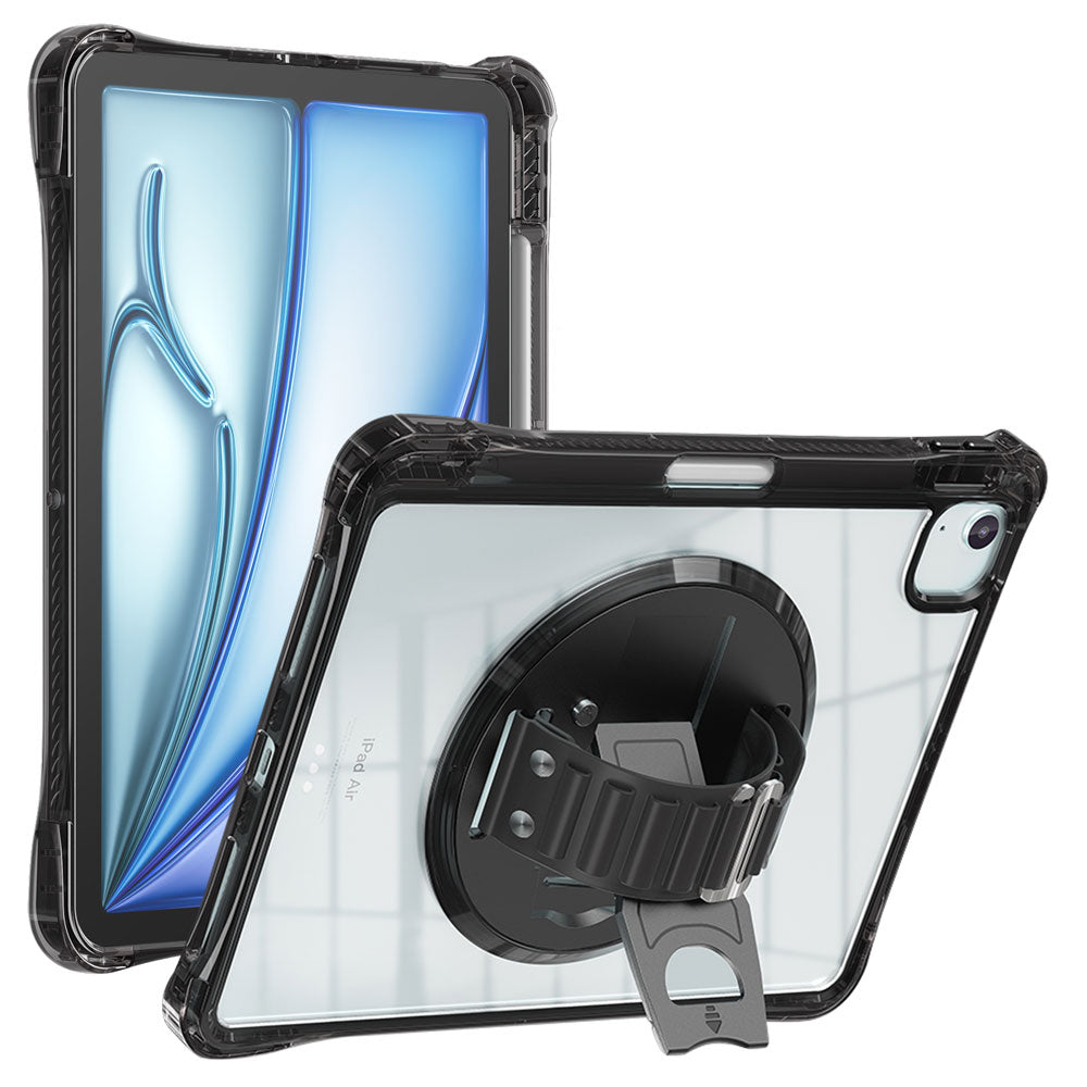 KLN-iPad-A5 | iPad Air 11 ( M2 ) | Transparent Protective Case with Hand Strap and Kick-stand