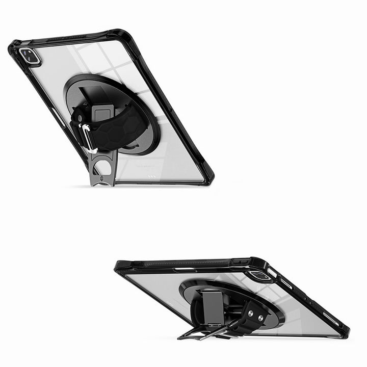 KLN-iPad-A5 | iPad Pro 11 ( 1st / 2nd / 3rd / 4th Gen. ) 2018 / 2020 / 2021 / 2022 | Transparent Protective Case with Hand Strap and Kick-stand