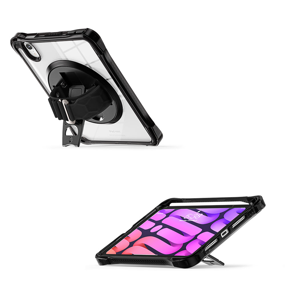 KLN-iPad-M6 | iPad mini 6 | Transparent Protective Case with Hand Strap and Kick-stand