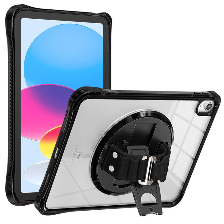 KLN-iPad-N5 | iPad 10.9 (10th Gen.) | Transparent Protective Case with Hand Strap and Kick-stand