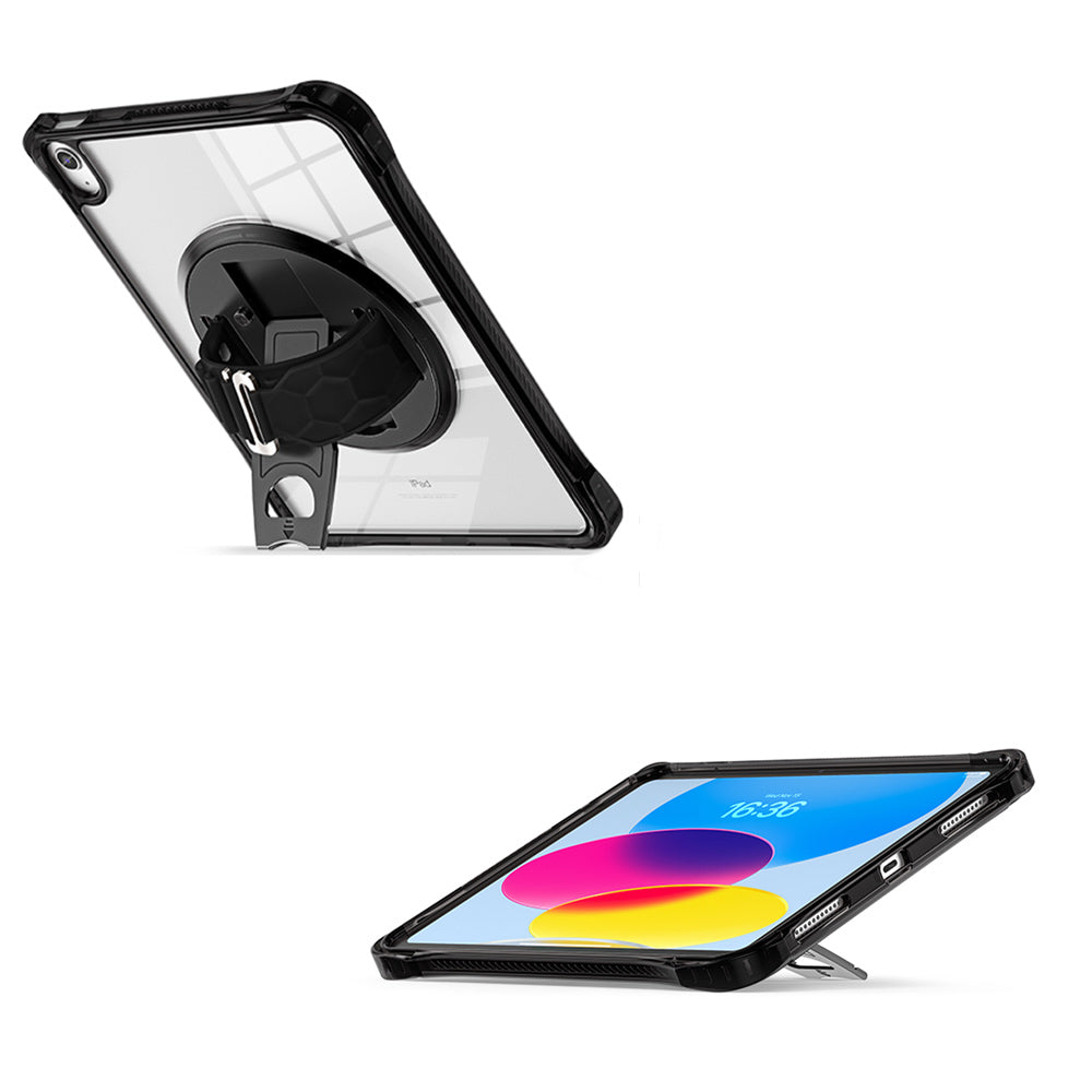 KLN-iPad-N5 | iPad 10.9 (10th Gen.) | Transparent Protective Case with Hand Strap and Kick-stand