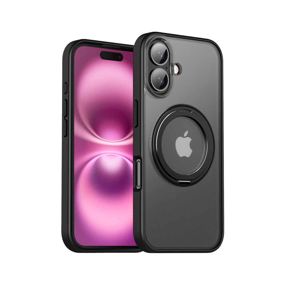 ARMOR-X APPLE iPhone 16 shockproof compact case with rotatable magnetic stand, supports wireless charging.