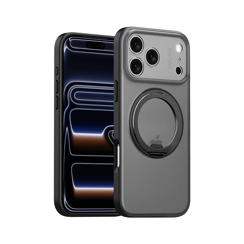 ARMOR-X APPLE iPhone 17 Pro shockproof compact case with rotatable magnetic stand, supports wireless charging.