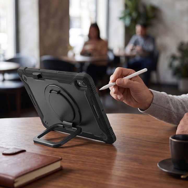 ARMOR-X shockproof case, impact protection cover with folding grip kickstand for comfortable viewing and typing angle.