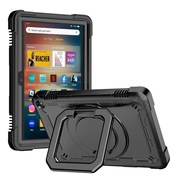 ARMOR-X Amazon Fire HD 8 (2022) / (2024) shockproof case, impact protection cover. Rugged case with folding grip kick stand. Hand free typing, drawing, video watching.