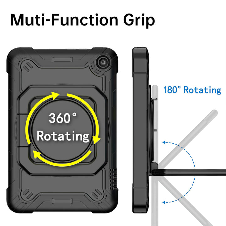 ARMOR-X Amazon Fire 7 (12th generation) 2022 shockproof case, 360 degree rotating ring handle design for comfortable viewing and typing angle.