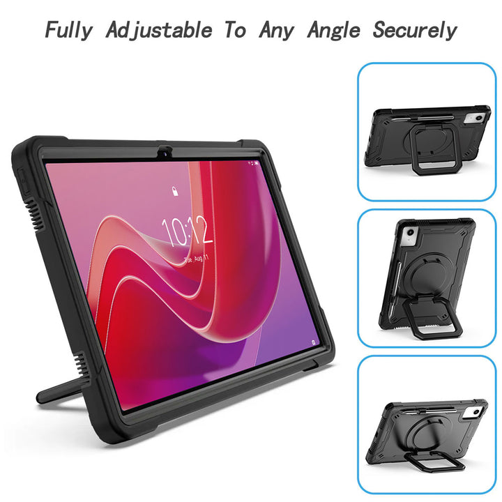 ARMOR-X Lenovo Tab M11 TB330 shockproof case, impact protection cover with folding grip kickstand for comfortable viewing and typing angle.