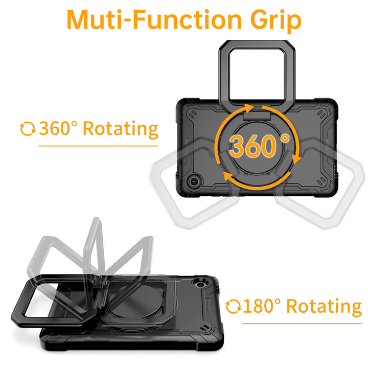 ARMOR-X Samsung Galaxy Tab A11 ( 8.7" ) SM-X130 X133 X135 / A9 ( 8.7" ) shockproof case, 360 degree rotating ring handle design for comfortable viewing and typing angle.