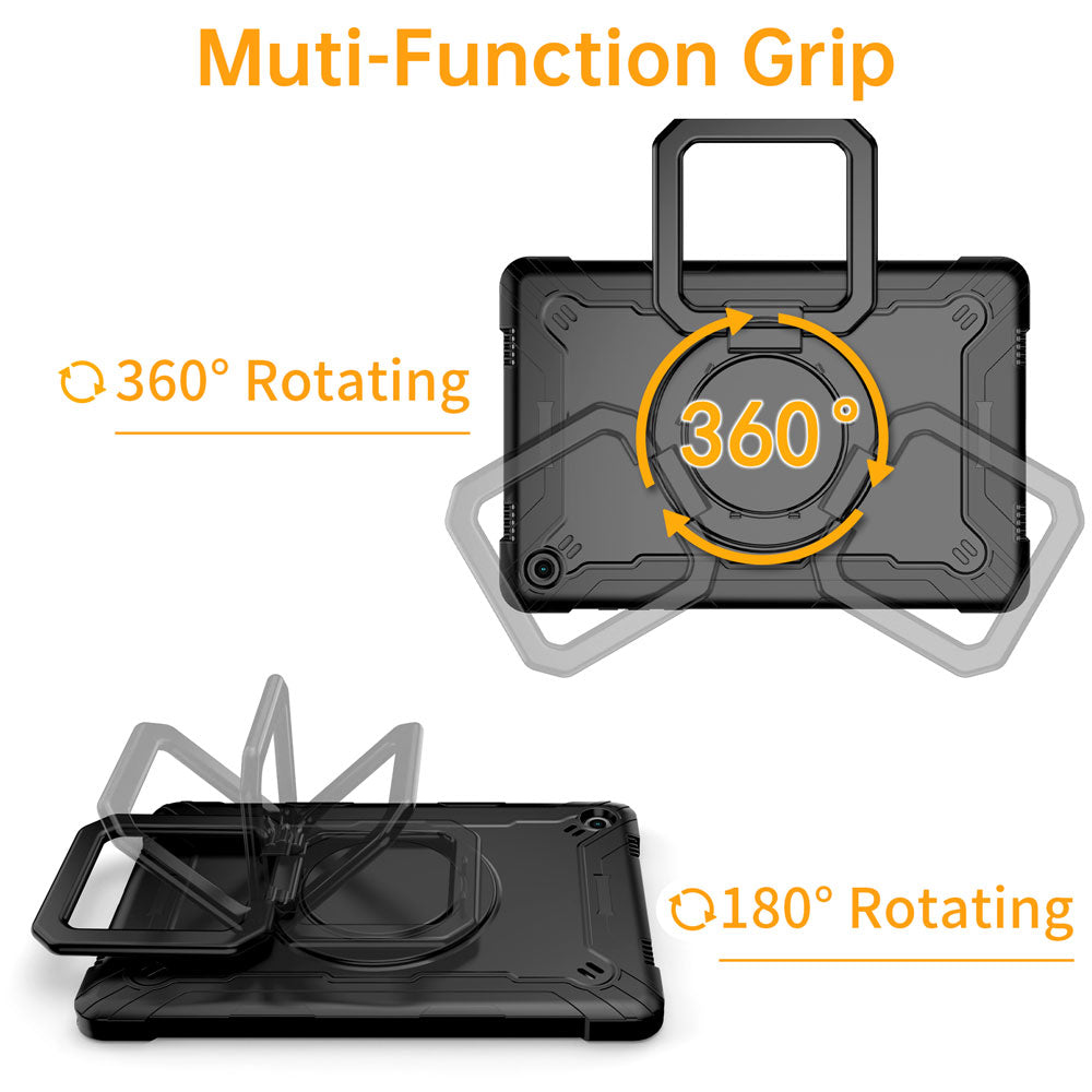 ARMOR-X Samsung Galaxy Tab A11+ A11 Plus ( 11" ) SM-X230 X235 X236 X238 / A9+ A9 Plus ( 11" ) shockproof case, 360 degree rotating ring handle design for comfortable viewing and typing angle.