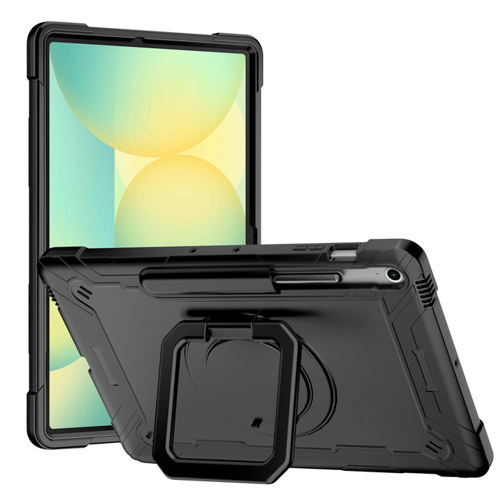ARMOR-X Samsung Galaxy Tab S10 FE+ S10 FE Plus SM-X620 X626 X628 shockproof case, impact protection cover. Rugged case with folding grip kick stand. Hand free typing, drawing, video watching.