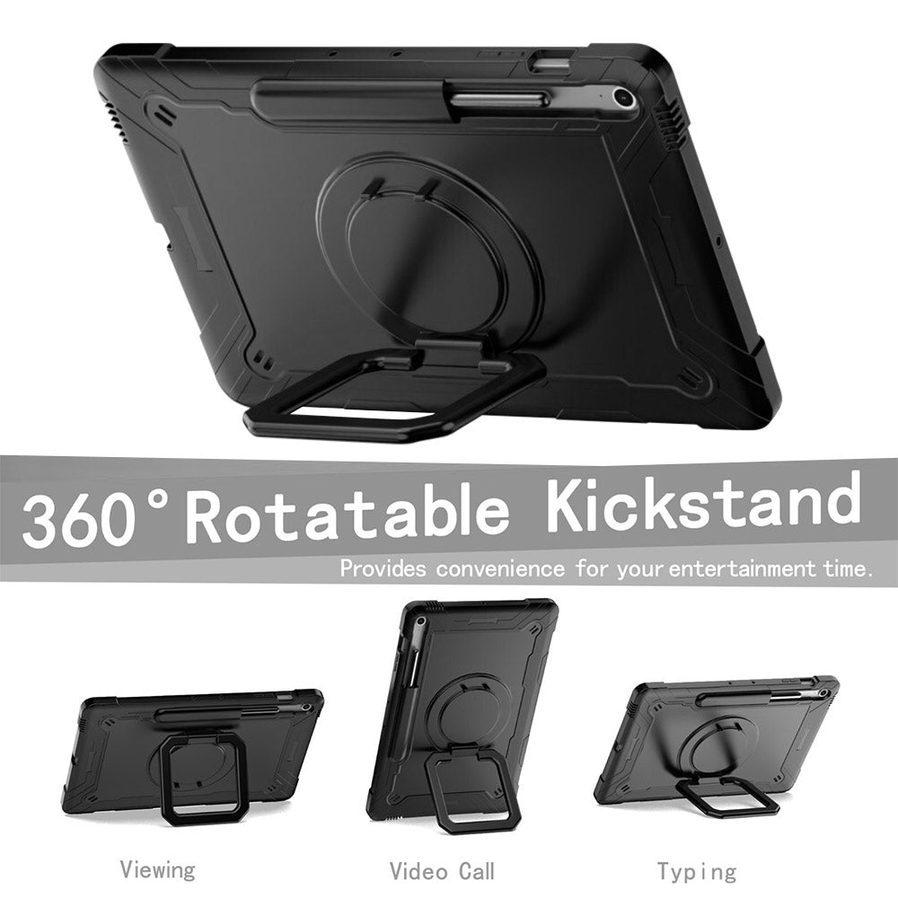 ARMOR-X Samsung Galaxy Tab S10 FE+ S10 FE Plus SM-X620 X626 X628 shockproof case, impact protection cover with folding grip kickstand for comfortable viewing and typing angle.