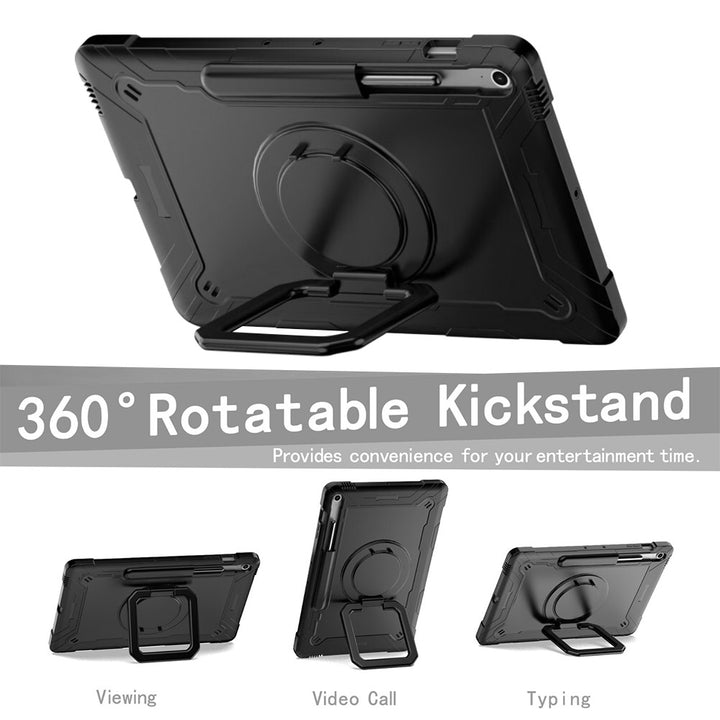 ARMOR-X Samsung Galaxy Tab S10 FE+ S10 FE Plus SM-X620 X626 X628 shockproof case, impact protection cover with folding grip kickstand for comfortable viewing and typing angle.