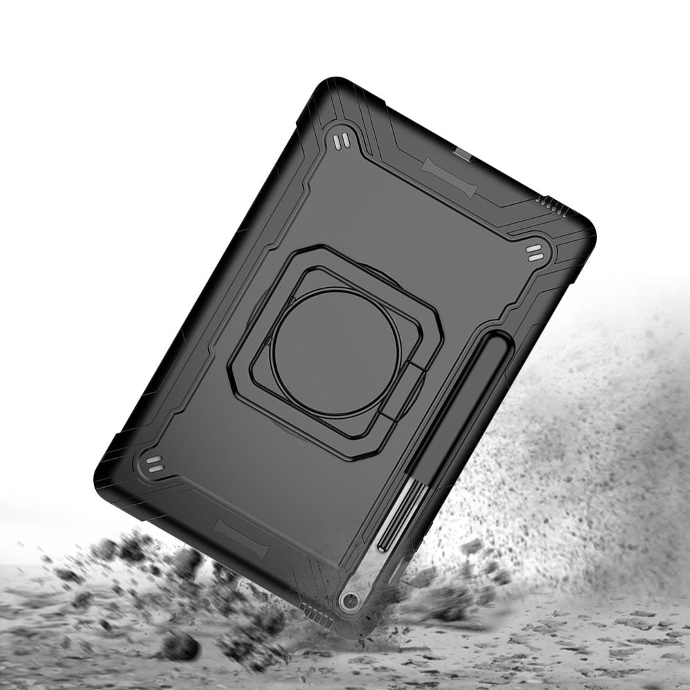 ARMOR-X Samsung Galaxy Tab S10 FE+ S10 FE Plus SM-X620 X626 X628 shockproof case, impact protection cover with folding grip kick stand. Rugged protective case with the best dropproof protection.