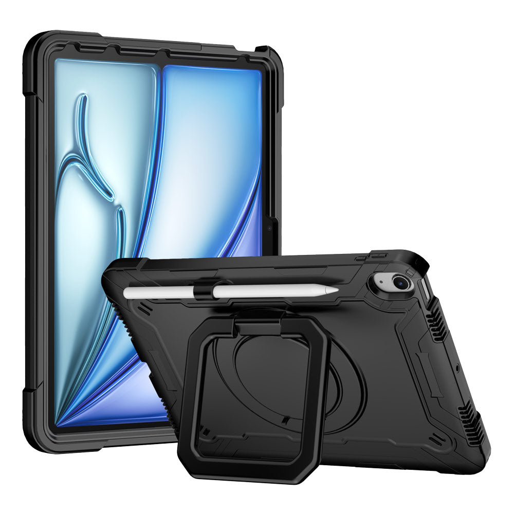 ARMOR-X APPLE iPad Air 11 (M2) / (M3) / (M4) shockproof case, impact protection cover. Rugged case with kick stand. Hand free typing, drawing, video watching.