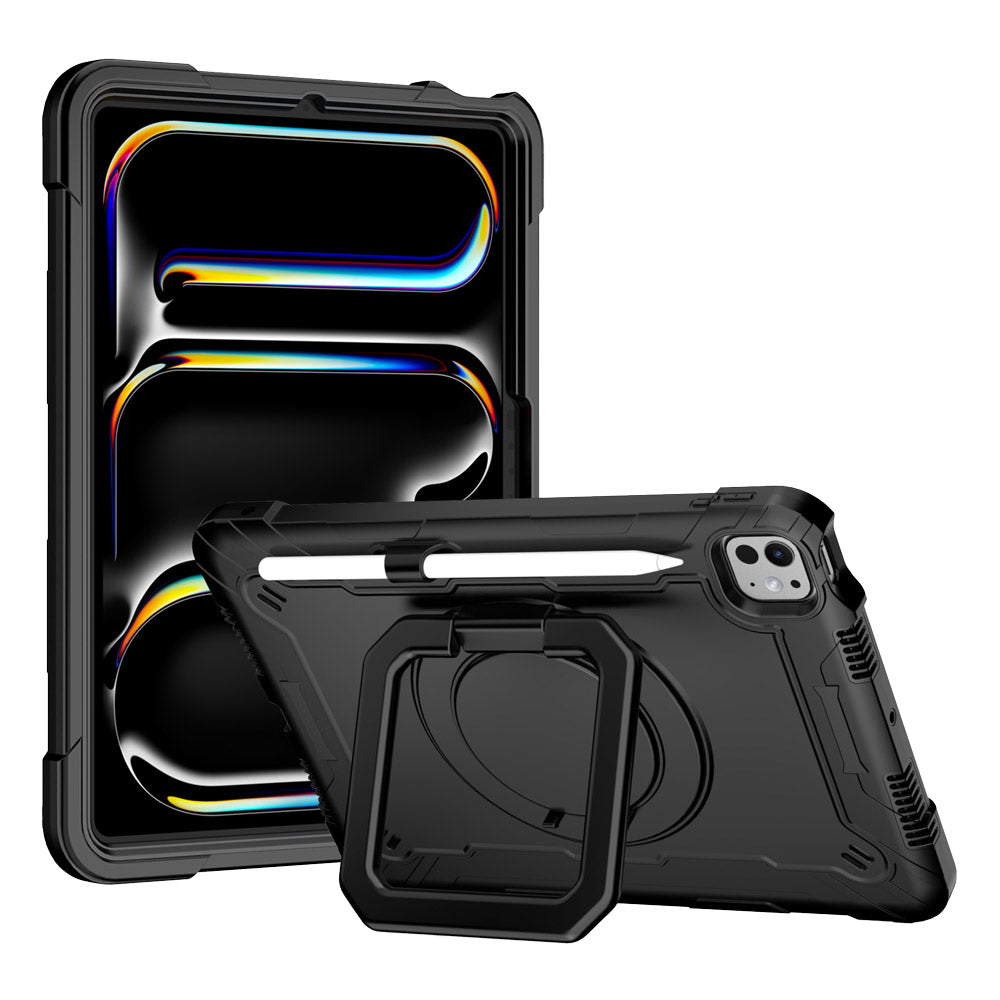 ARMOR-X APPLE iPad Pro 11 (M4) / (M5) shockproof case, impact protection cover. Rugged case with kick stand. Hand free typing, drawing, video watching.