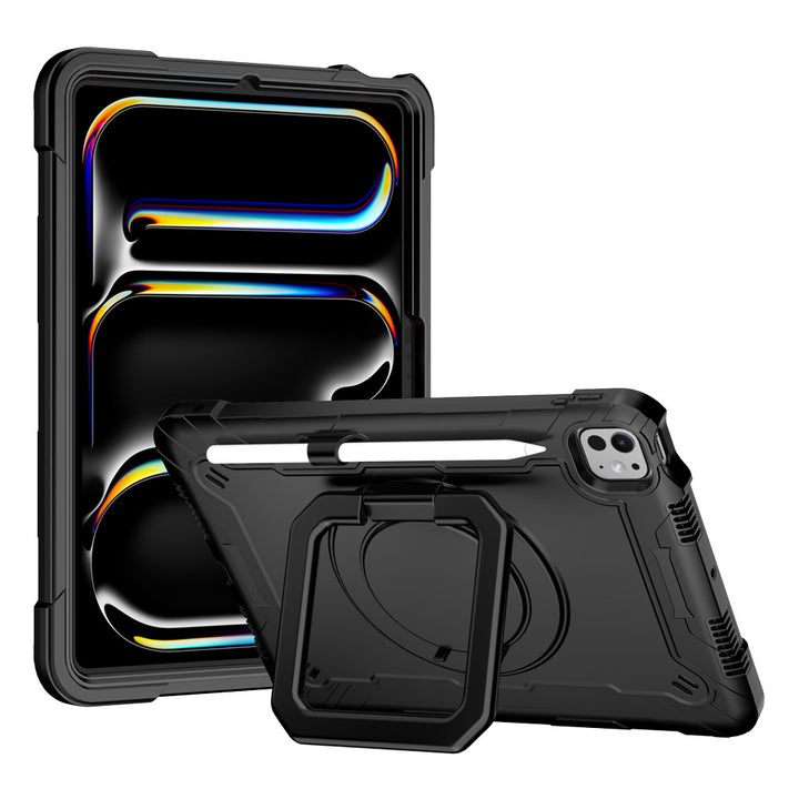 ARMOR-X APPLE iPad Pro 11 (M4) / (M5) shockproof case, impact protection cover. Rugged case with kick stand. Hand free typing, drawing, video watching.