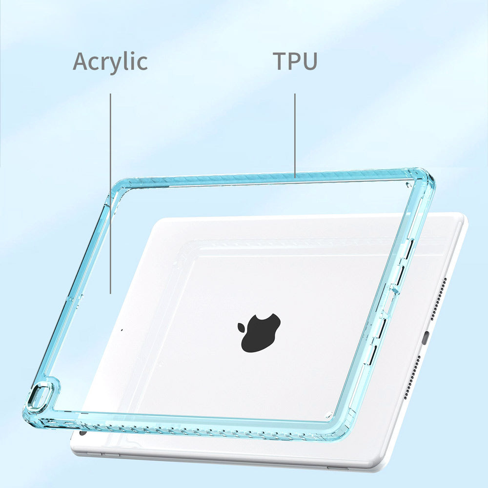 ARMOR-X Apple iPad 10.2 (7th & 8th & 9th Gen.) 2019 / 2020 / 2021 shockproof case. Shock-absorbing frame made of durable TPU material. Premium-Acrylic backshell provides a transparent look.