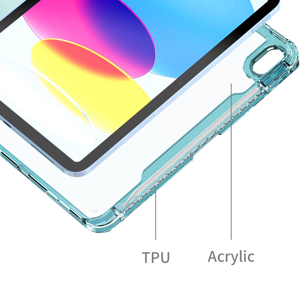 ARMOR-X Apple iPad 10.9 (10th Gen.) shockproof case. Shock-absorbing frame made of durable TPU material. Premium-Acrylic backshell provides a transparent look.