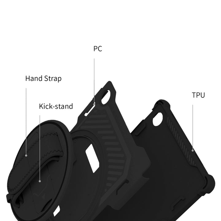 ARMOR-X Samsung Galaxy Tab shockproof case, impact protection cover with hand strap and kick stand. 2 layers impact resistant design.