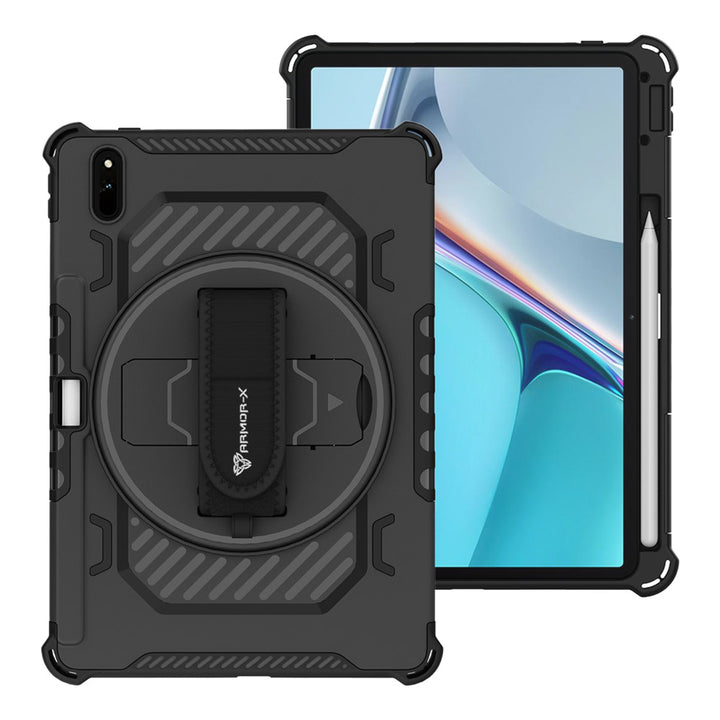 ARMOR-X Huawei MatePad 11 (2021) DBY-W09 shockproof case, impact protection cover with hand strap and kick stand.