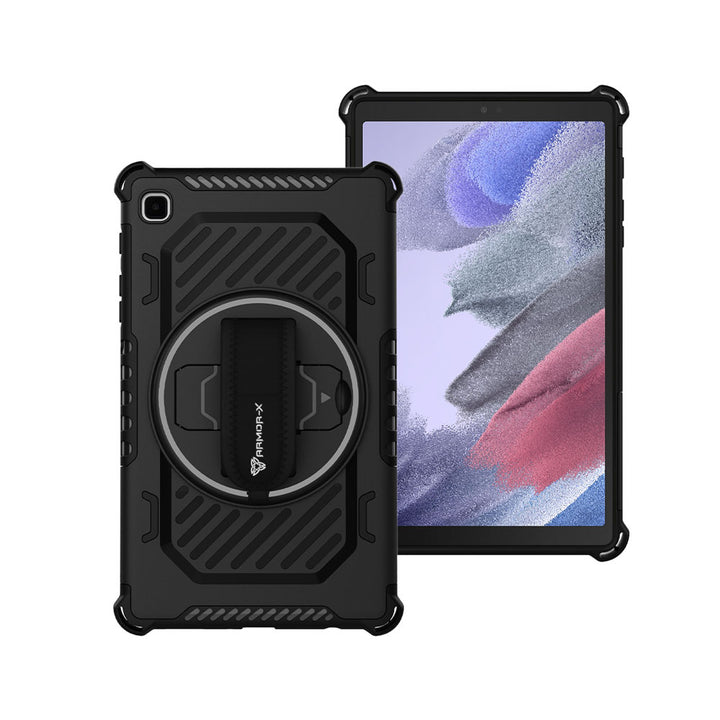 ARMOR-X Samsung Galaxy Tab A7 Lite SM-T225 / SM-T220 / SM-T225N / SM-T227U shockproof case, impact protection cover with hand strap and kick stand.