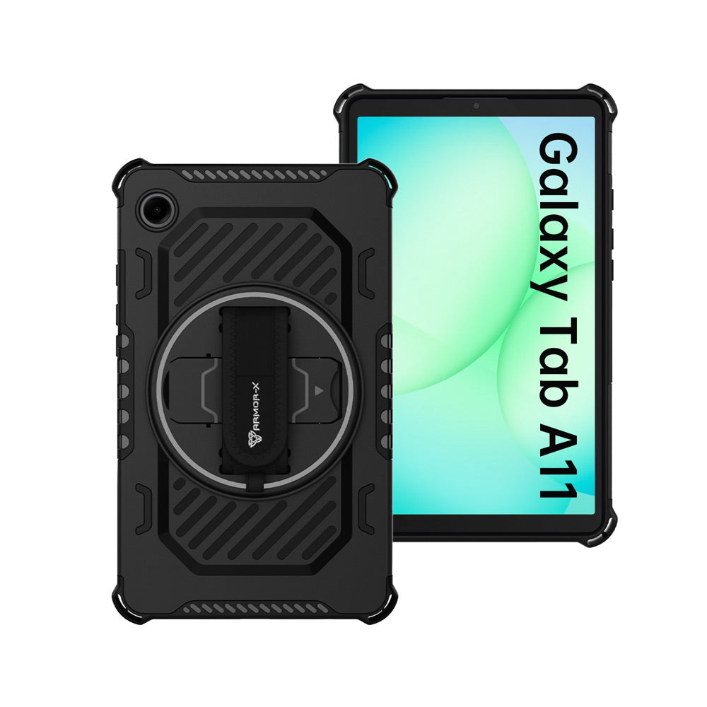 ARMOR-X Samsung Galaxy Tab A11 ( 8.7" ) SM-X133 / SM-X135 shockproof case, impact protection cover with hand strap and kick stand.