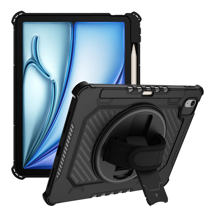 ARMOR-X iPad Air 11 ( M2 ) shockproof case, impact protection cover with hand strap and kick stand.