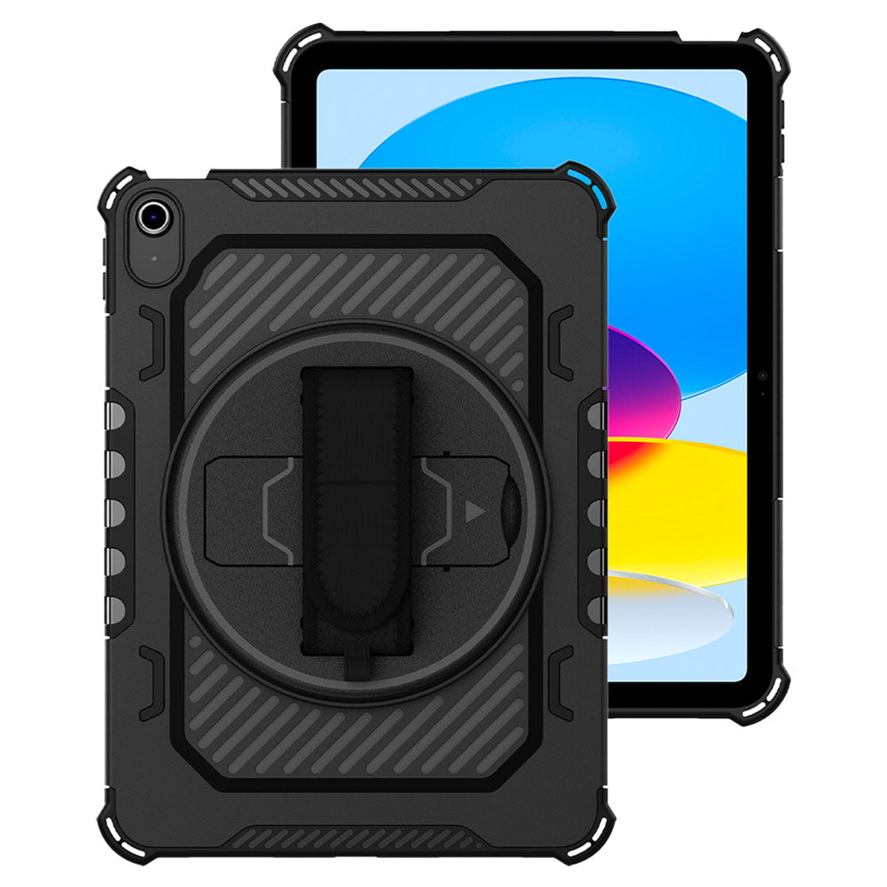ARMOR-X iPad 10.9 (10th Gen.) shockproof case, impact protection cover with hand strap and kick stand.