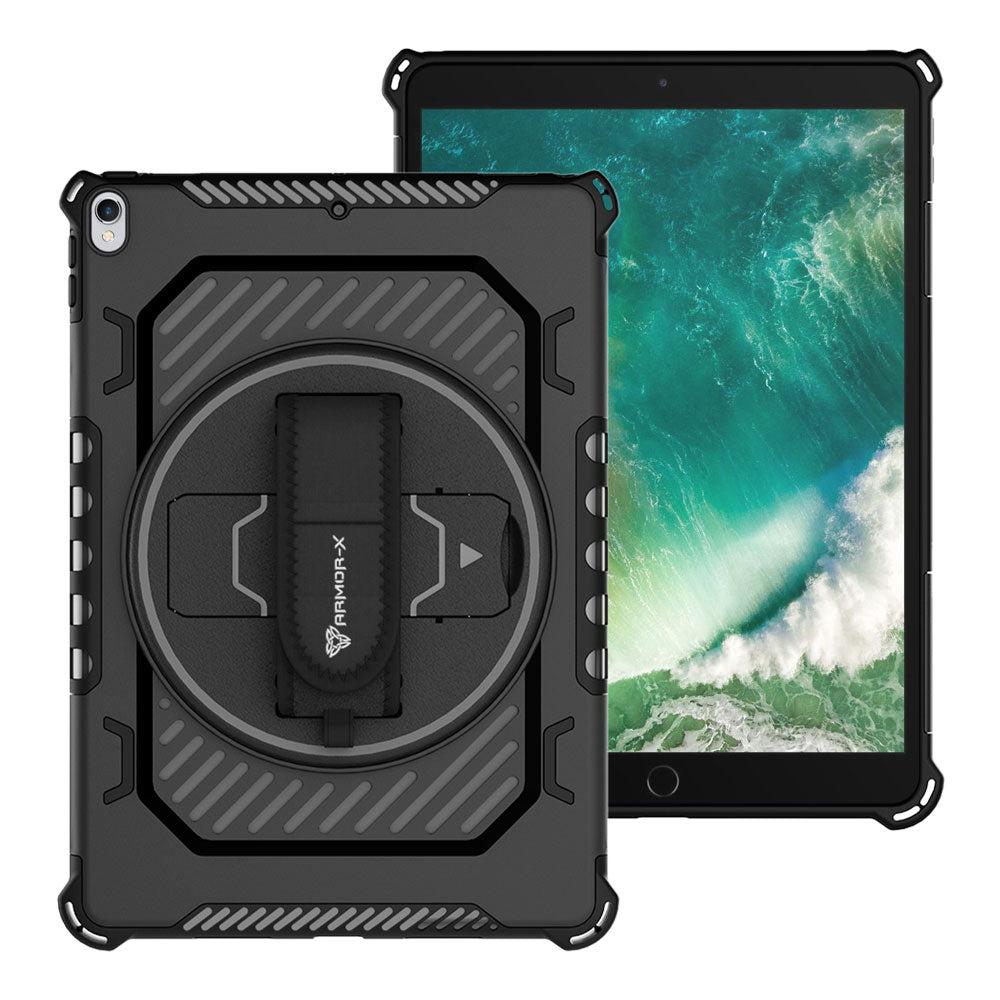 ARMOR-X iPad Pro 10.5 2017 shockproof case, impact protection cover with hand strap and kick stand.