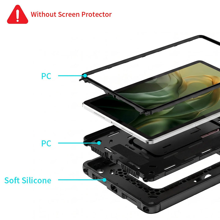 ARMOR-X Motorola Moto Pad (2026) / Moto Pad 60 Neo shockproof case. Built with a multi-layer protective structure for dependable everyday defense. The combination of a hard PC front frame, shock-absorbing sponge layer, rigid PC inner shell, and flexible silicone exterior helps guard your device against drops, bumps, and daily wear.
