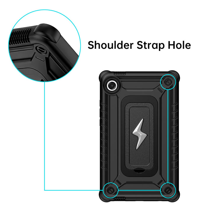 ARMOR-X Samsung Galaxy Tab A11 ( 8.7" ) SM-X130 X133 X135 / A9 ( 8.7" ) shockproof case. The reinforced shoulder strap hole design allows convenient attachment of a carrying strap for enhanced portability during travel or outdoor use.