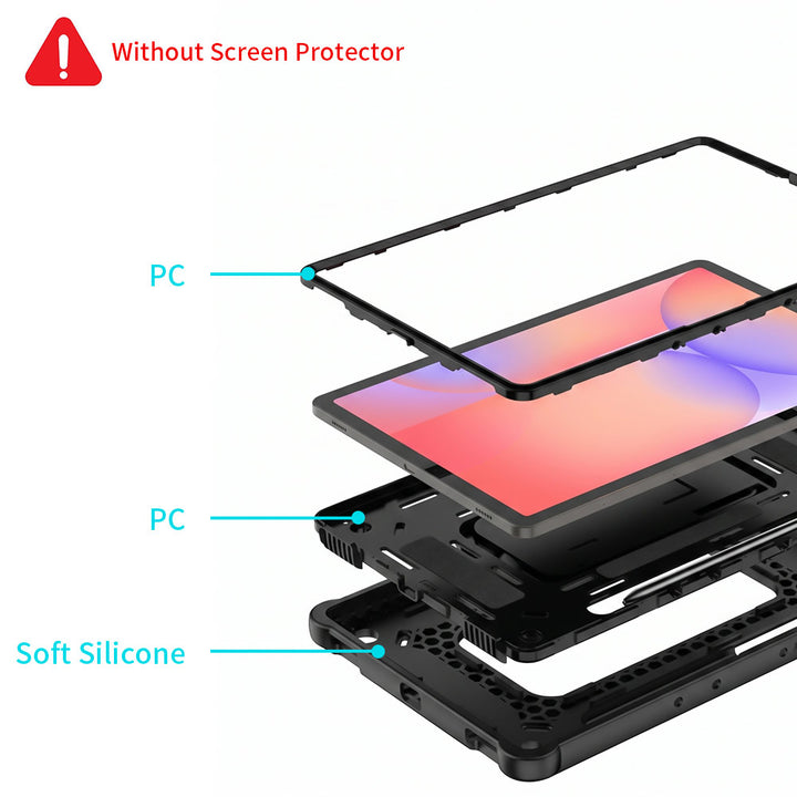 ARMOR-X Samsung Galaxy Tab S7 SM-T870 / SM-T875 / SM-T876B shockproof case. Built with a multi-layer protective structure for dependable everyday defense. The combination of a hard PC front frame, shock-absorbing sponge layer, rigid PC inner shell, and flexible silicone exterior helps guard your device against drops, bumps, and daily wear.