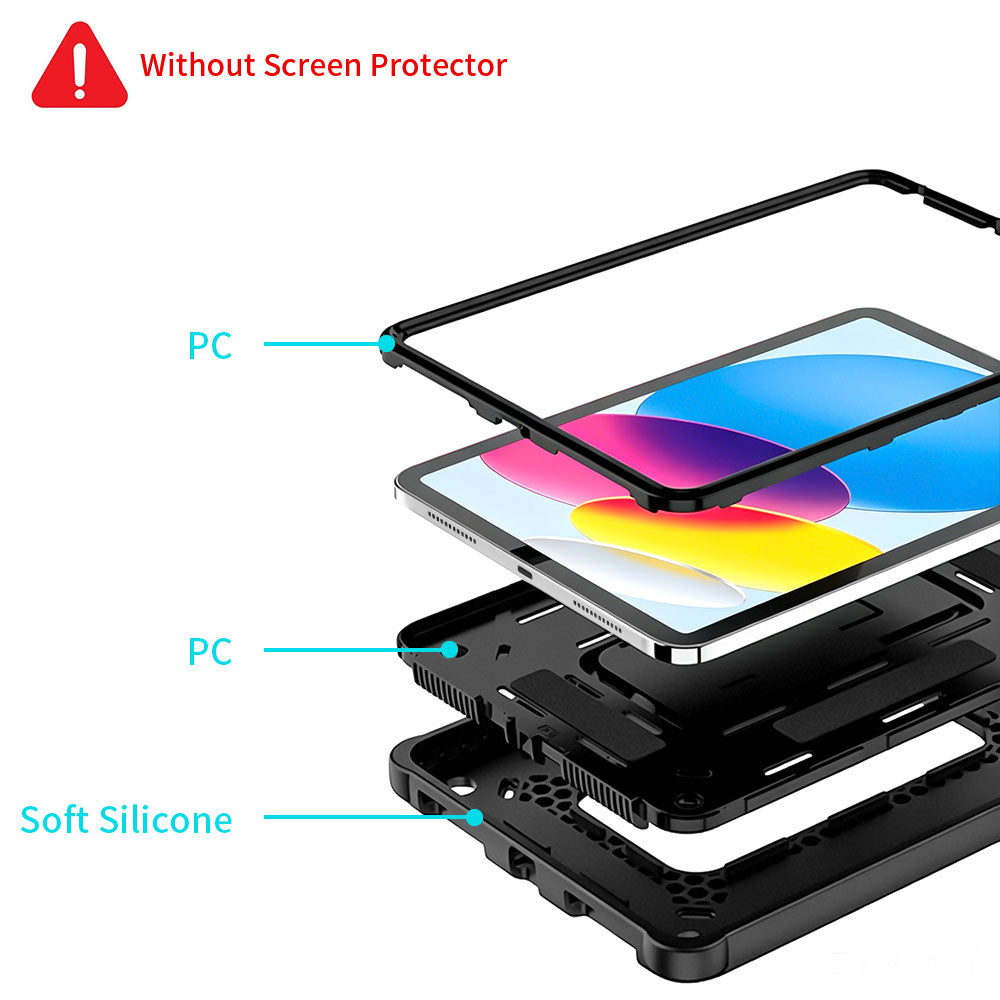ARMOR-X iPad 11-Inch (11th Gen / A16) shockproof case. Built with a multi-layer protective structure for dependable everyday defense. The combination of a hard PC front frame, shock-absorbing sponge layer, rigid PC inner shell, and flexible silicone exterior helps guard your device against drops, bumps, and daily wear.