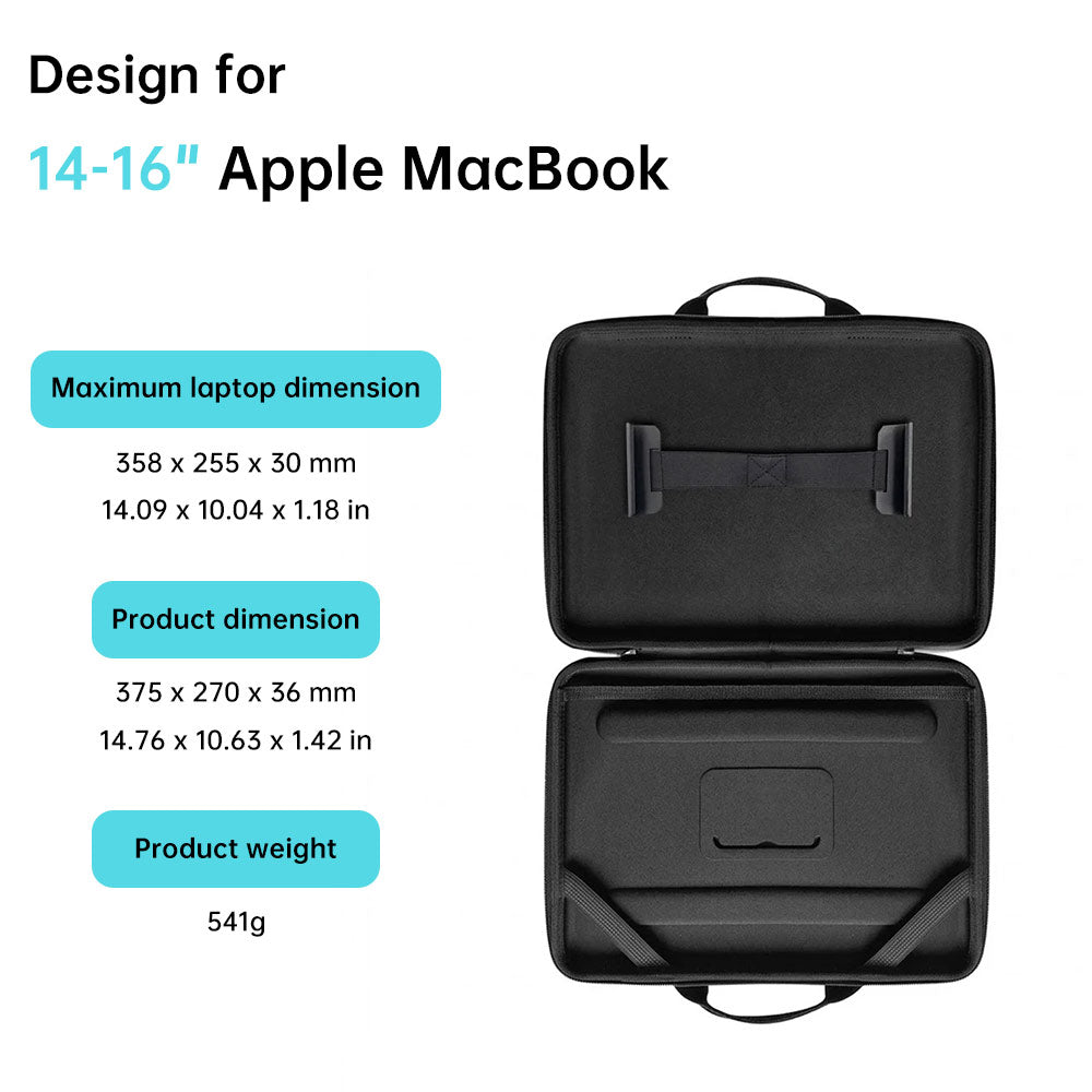 LPON-L1 | 14-16" Apple MacBook | Always-on hard Cover / Work-In Rugged Case with Handle Strap &amp; Shoulder Strap