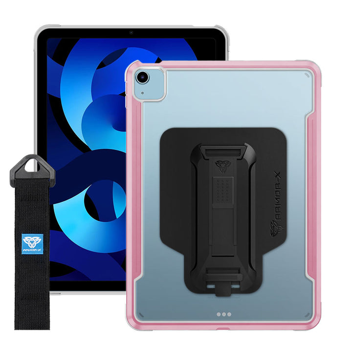 LXS-iPad-A4 | iPad Air 4 2020 / Air 5 2022 | Metal Protective Shockproof Case with hand strap kick-stand & X-Mount