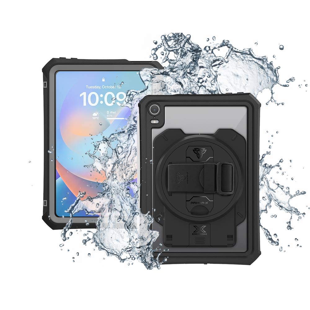 ARMOR-X iPad mini 8 Healthcare & Medical-Grade IP68 Waterproof Shockproof Case with X-DOCK Modular Mount Eco-System.