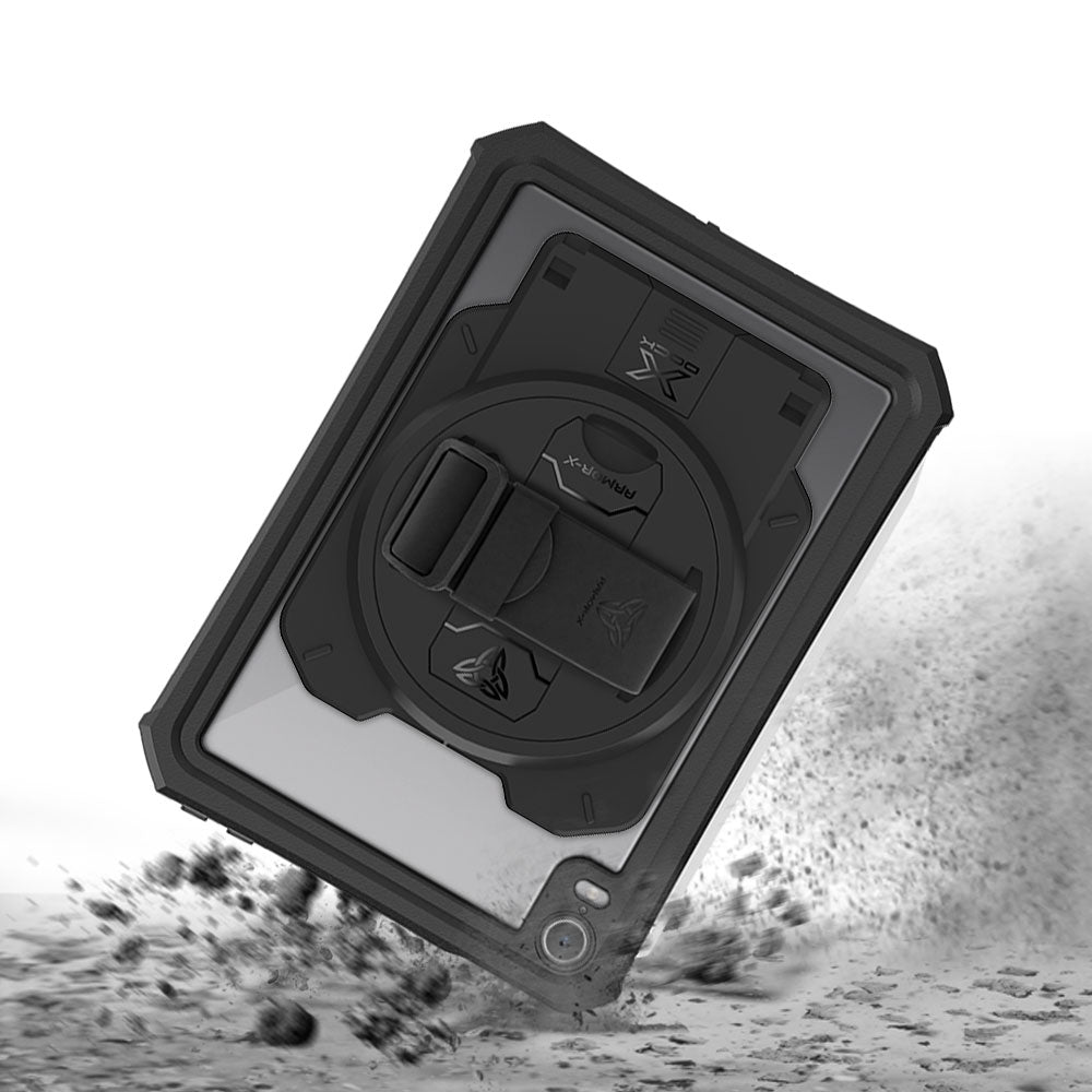 ARMOR-X iPad mini 8 Healthcare &amp; Medical-Grade IP68 Waterproof Shockproof Case. Withstands drops from up to 3.9 ft (1.2 m) and meets MIL-STD 810H testing standards, protecting your device from accidental falls during busy clinical and industrial workflows.