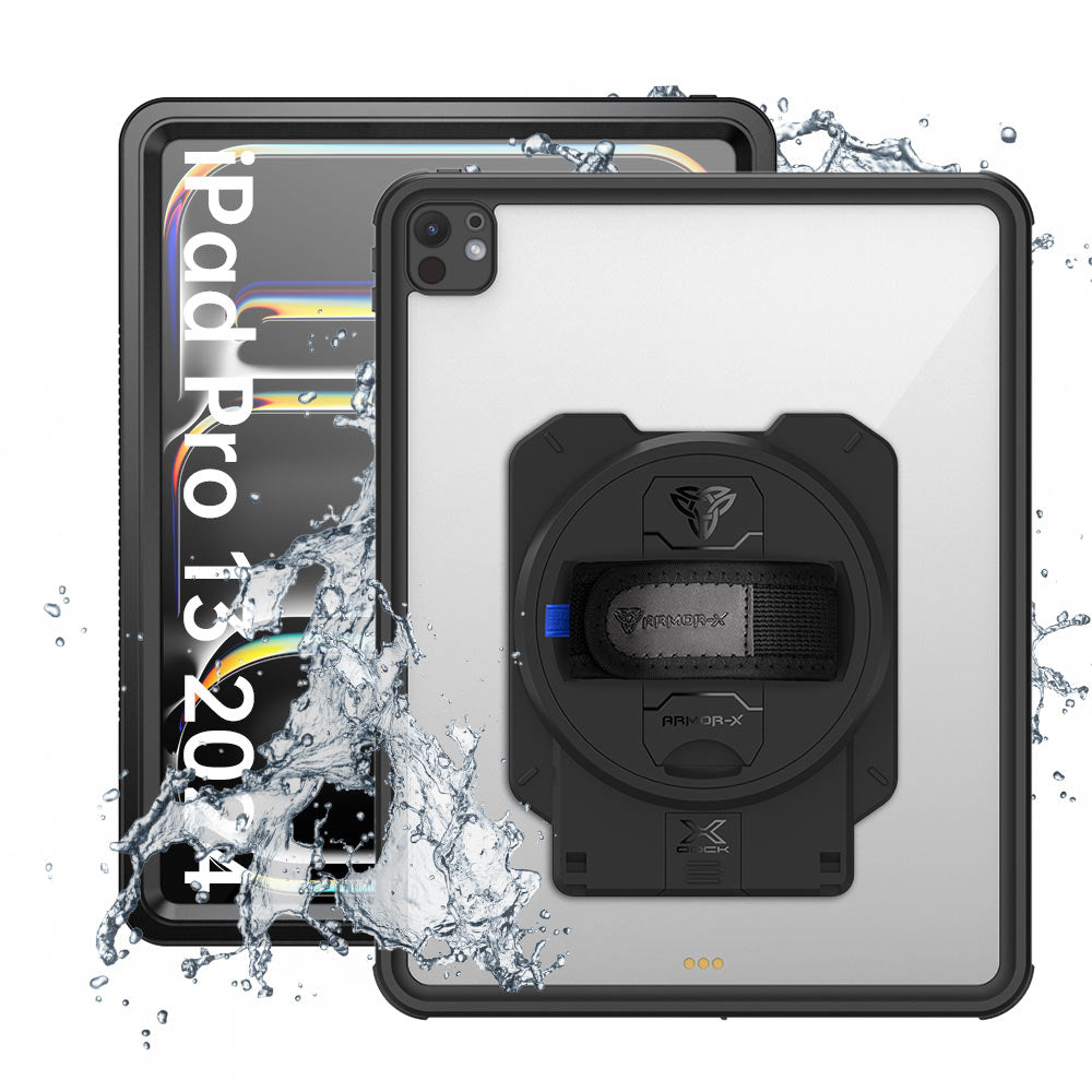 ARMOR-X iPad 1Pro 13 2024 waterproof case. iPad Pro 13 2024 shockproof cases. iPad Pro 13 2024 Military-Grade rugged cover.