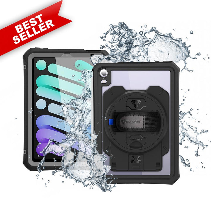 ARMOR-X iPad mini 6 waterproof case. iPad mini 6 shockproof cases. iPad mini 6 Military-Grade rugged cover.