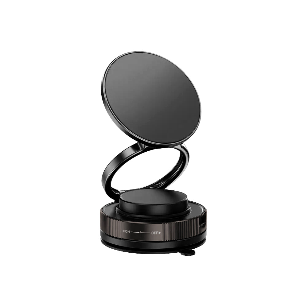 ARMOR-X Vacuum-lock Suction Magnetic Mount (without Charger) for iPhone & Smartphone. Works best on smooth & non-porous surfaces like car windshields, car center screens, kitchen tiles, gym mirrors, polished metal.【Note: When using it on car dashboard, leather material, wooden or other rough surfaces, Please attach extra adhesive auxiliary pad first, then install the suction mount for maximum stability.】