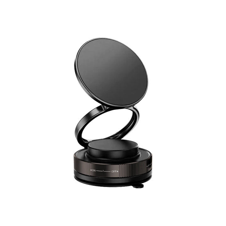 ARMOR-X Vacuum-lock Suction Magnetic Mount (without Charger) for iPhone & Smartphone. Works best on smooth & non-porous surfaces like car windshields, car center screens, kitchen tiles, gym mirrors, polished metal.【Note: When using it on car dashboard, leather material, wooden or other rough surfaces, Please attach extra adhesive auxiliary pad first, then install the suction mount for maximum stability.】