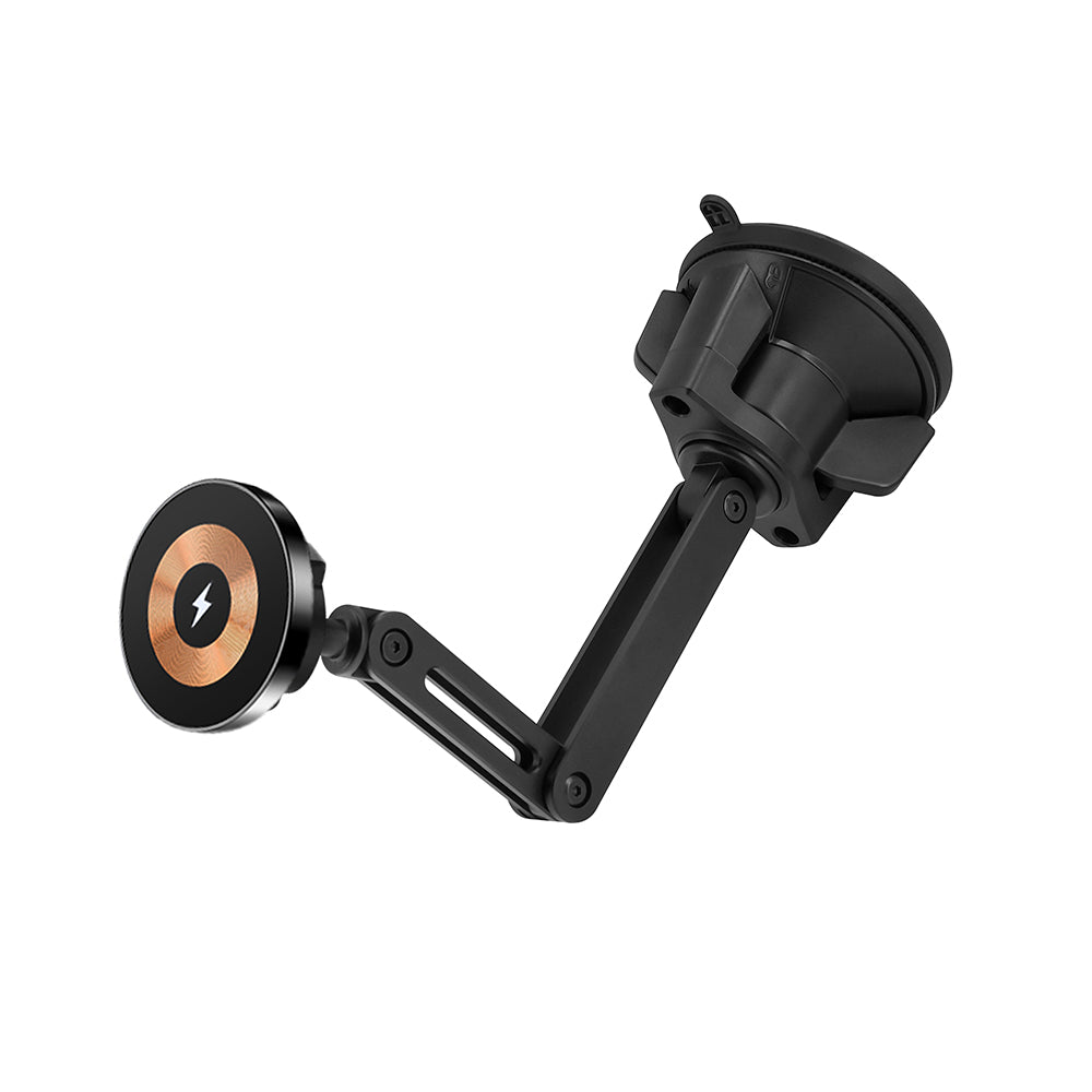 ARMOR-X Foldable Suction Mount. Designed for seamless interaction with MagSafe / Pixelsnap technology. Attach it securely to your dashboard, windshield, side window, or even your desk. Whether you’re driving, working, or relaxing, it keeps your phone in clear view for navigation, calls, or media—without blocking your sightline.