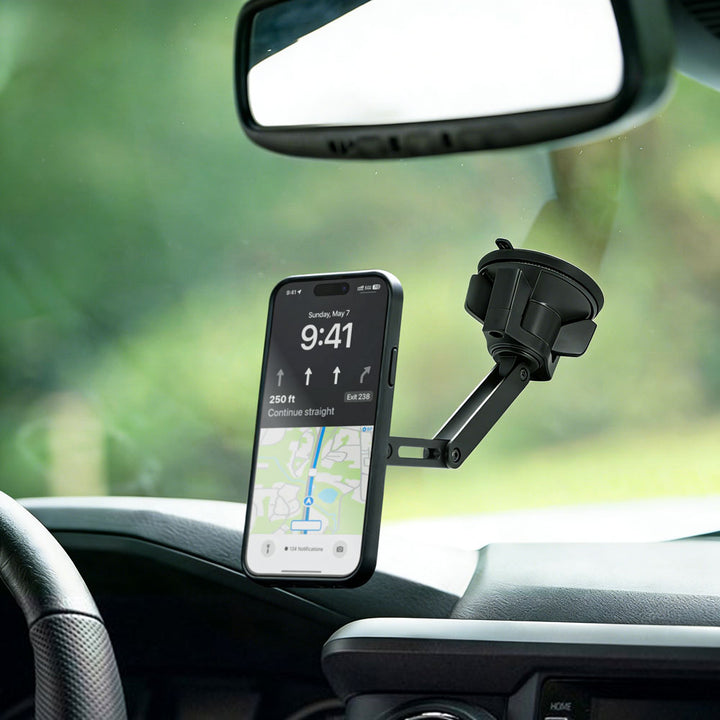 MGS-X184 | Foldable Suction Mount | MagSafe / Pixelsnap 15W Fast Charger | Design for iPhone & Smartphone