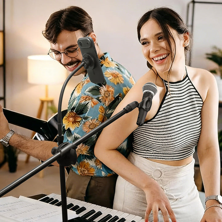 MGS-X185 | Tripod Floor Stand With Boom Microphone Arm | MagSafe / Pixelsnap 15W Fast Charger | Design for iPhone & Smartphone