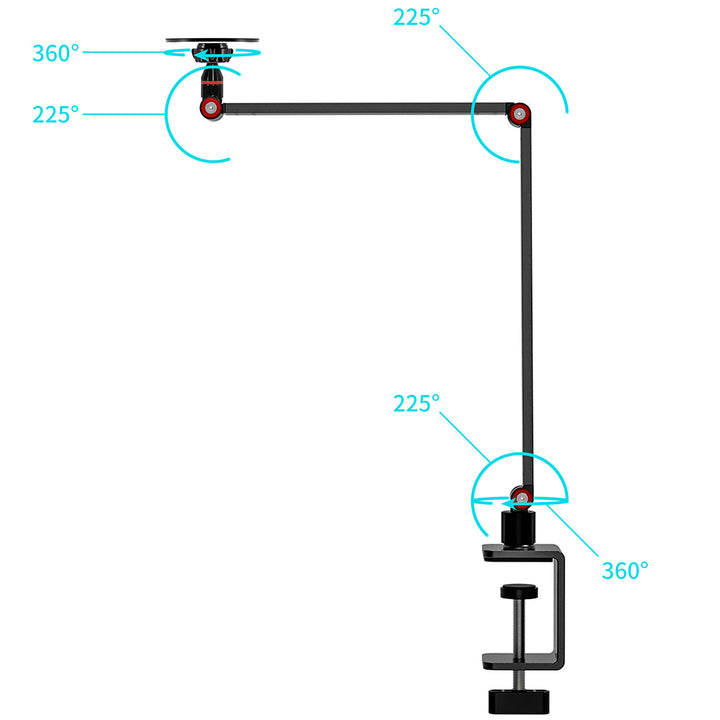 MGT-X163 | Foldable Tabletop Clamp Mount | Magnetic Mount | Design for iPad, Galaxy Tab & Tablet